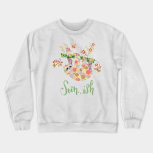 Soonish Funny Sloth Design Slow Lazy Colorful Circles Crewneck Sweatshirt